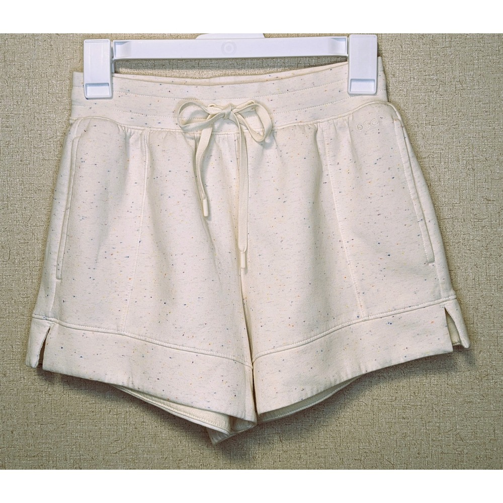 DSG Womens Speckled Fleece Shorts Cream Confetti Drawstring Pockets Size Small